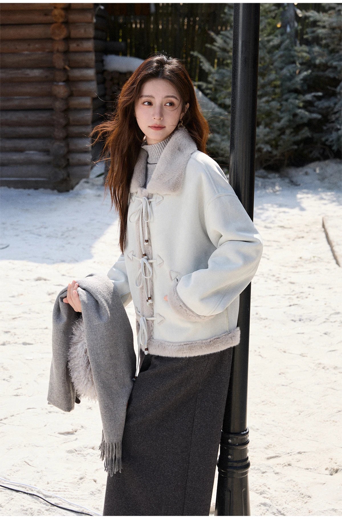 MISHOW Suede Imitation Mink Fur Coat Women Winter 2025 Retro Thick Plush Lace Up Coat Warm Lapel Jackets Office Lady MXE90W0921