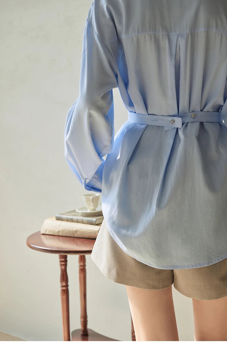 MISHOW Women's Casual Loose Shirt 2023 Autumn Turn-down Collar Embroidery Hollowed Out Single Breasted Mid Length Top MXC41C0077