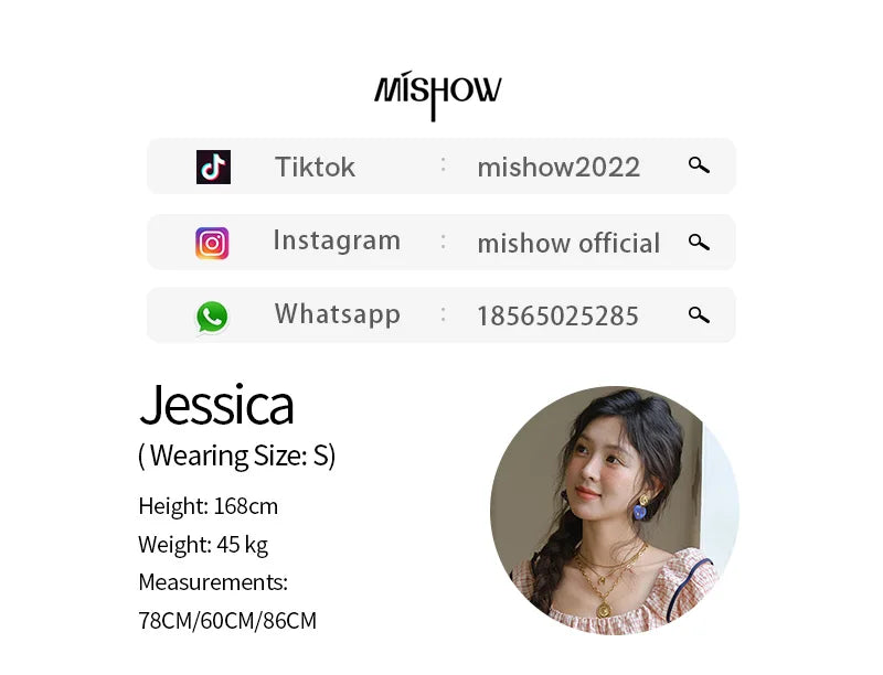 MISHOW Two-Piece Ladies Set Square Neck Ruffles Plaid Blouse High Waist Slim Wide Leg Casual Pants Set 2025 Summer MXE36T0636