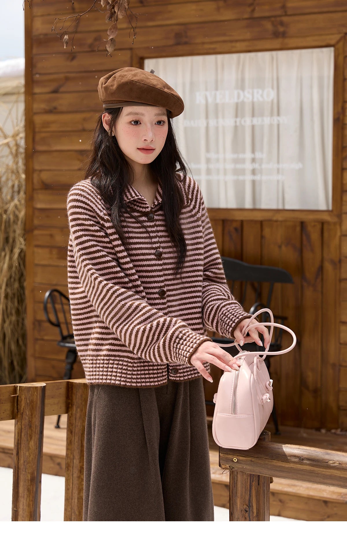 MISHOW New Striped Knitted Cardigan 2025 Autumn Winter Retro Stand-up Collar Raglan Sleeve Cardigan Commute Loose Top MXE88Z2690