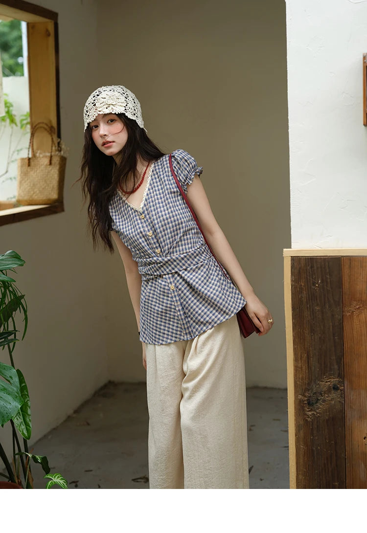 MISHOW Women Casual Wide Leg Pants 2025 Summer Button Pocket Versatile High Waist Slim Straight Pants Female Clothing MXE39K0962