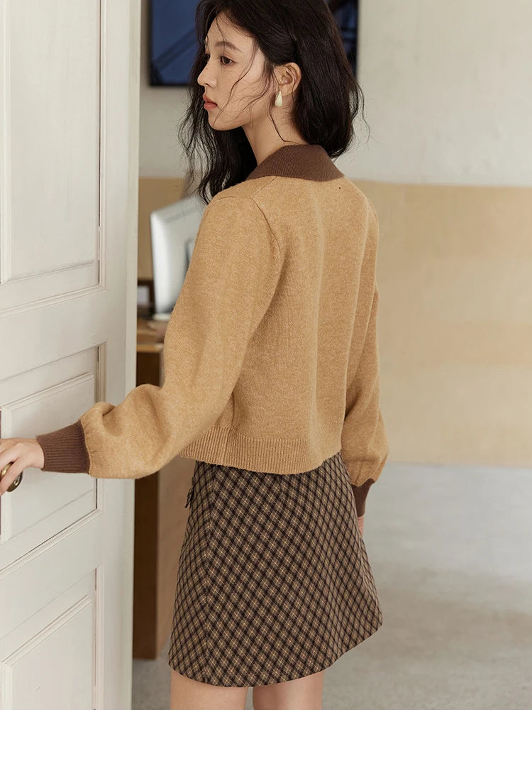 MISHOW Fake Two-piece Sweater Women French Retro Splicing Top 2024 Fall Winter New Korean Design Thin Knitwear MXD46Z0804