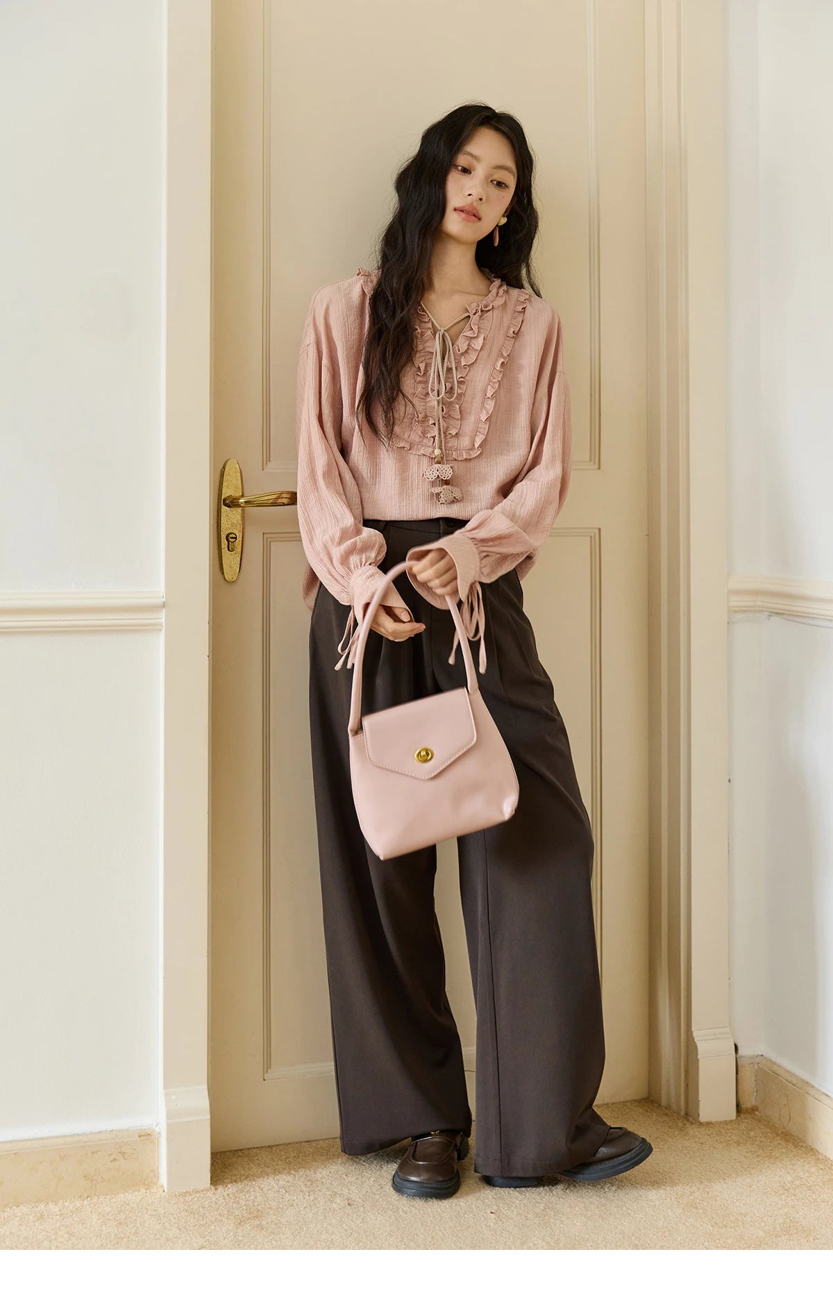 MISHOW Women's Solid Wide-leg Pants 2025 Autumn Fashion Minimalist High-waisted Loose Trousers Commute Pockets Pants MXE46K1090