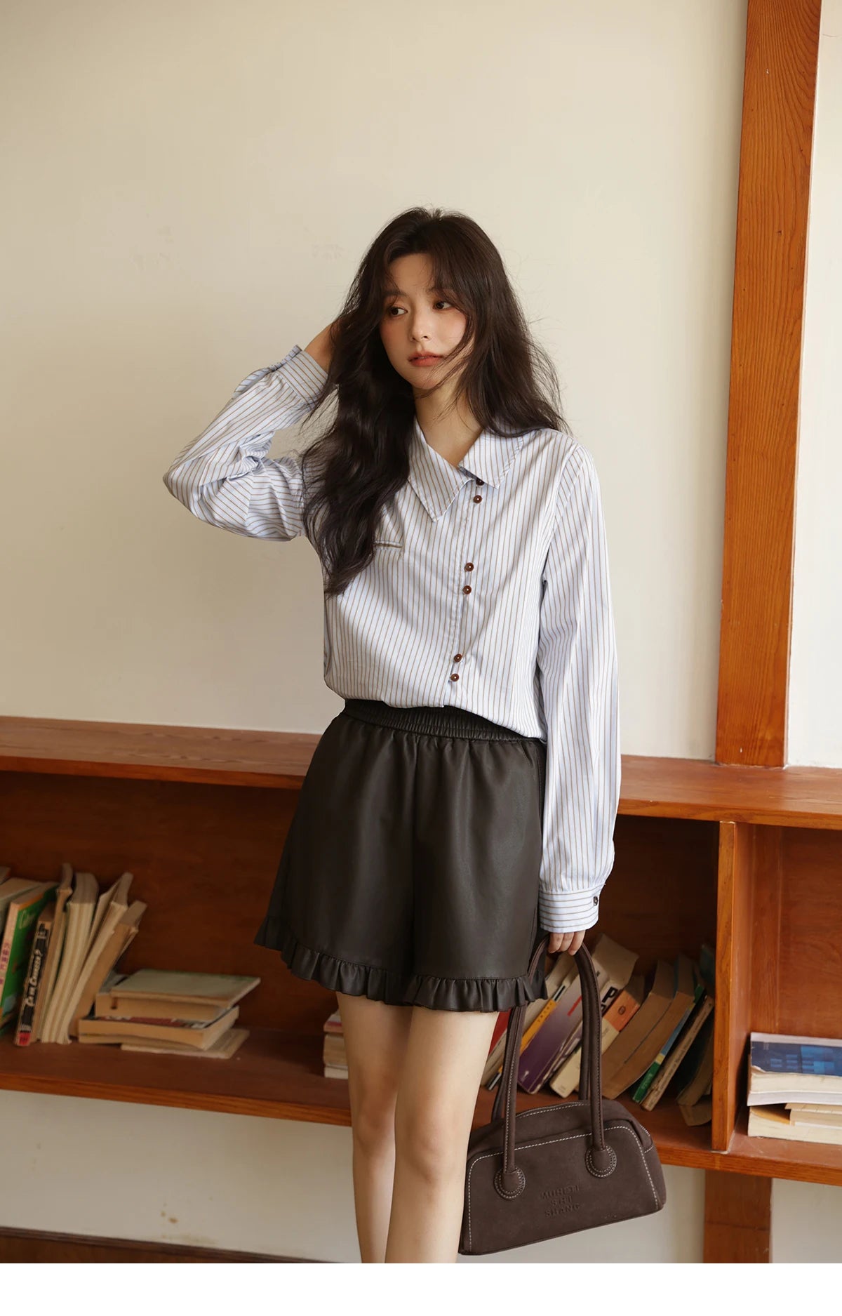 MISHOW Women's Striped Asymmetric Shirt 2025 Autumn New Arrival Vintage Loose Long Sleeve Tops Commuter Woman Clothes MXE42C2375