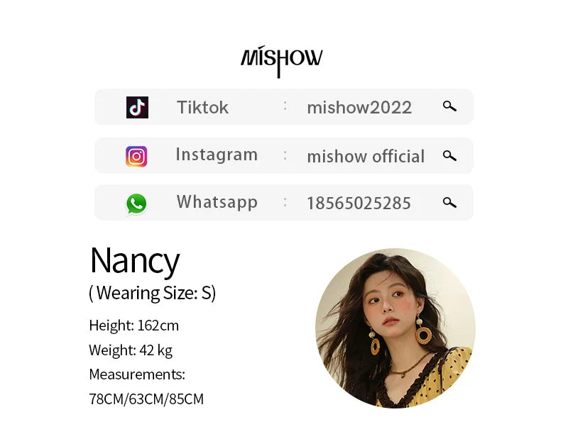 MISHOW Women's Casual Polka Dot Dress 2025 Summer New Ladies Puff Sleeve V-neck Lace Up Ruffle Edge Pocket Dresses MXE39L2326