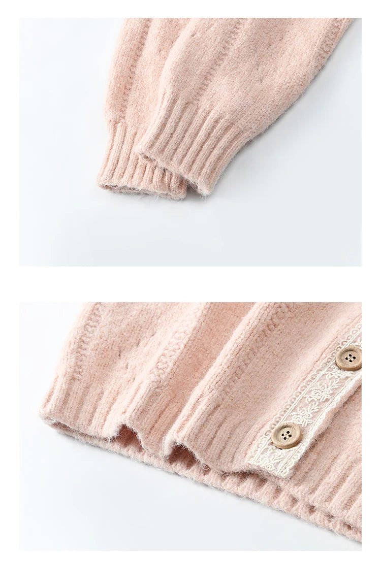 MISHOW Wool Blend Cardigan Pink Sweater 2024 Autumn Winter Women Clothes Sweet Top Knitted Sweater Outerwears MXD56Z1064