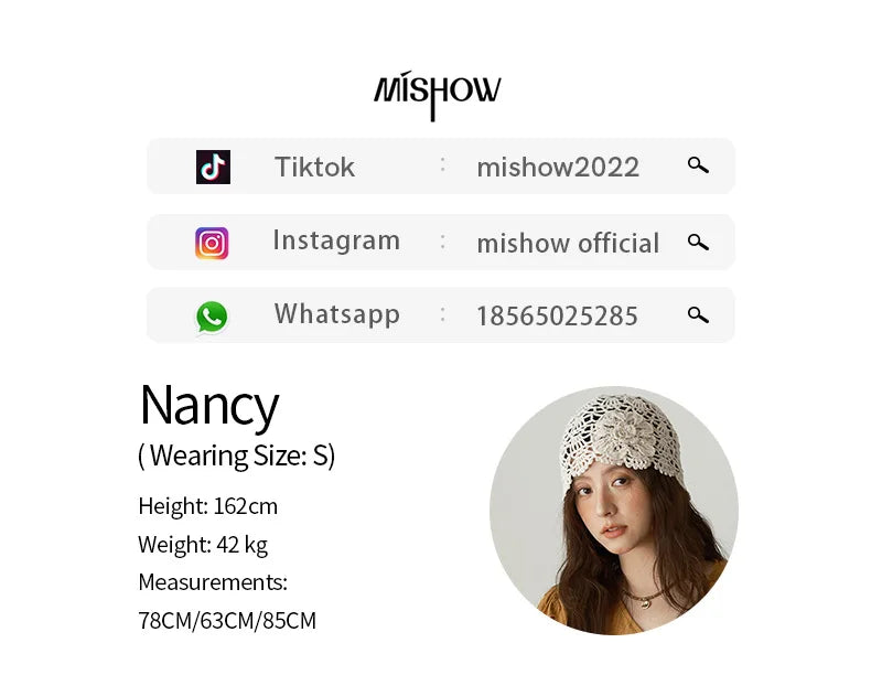 MISHOW Women's Petal Sleeve Slim Shirt 2025 Summer New V-neck Button Bead belt Black Fungus Edge Top Ladies Clothing MXE39X1881