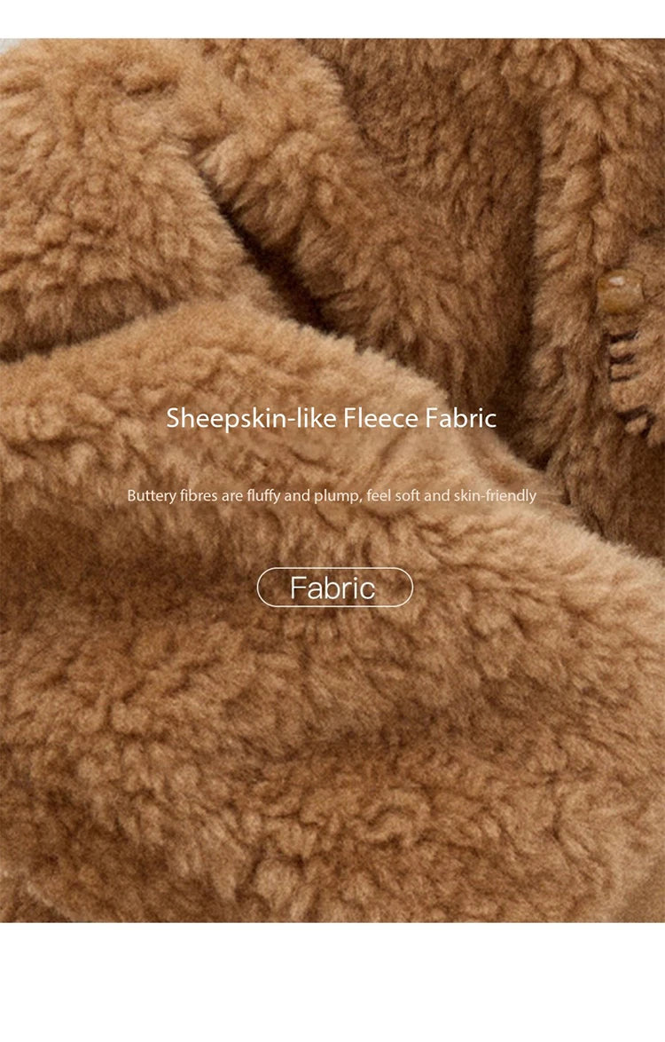 MISHOW Faux Lambskin Coat Women 2025 Winter Retro Turn-down Collar Brown Coat Office Lady Loose Warm Casual Jackets MXE89W0896