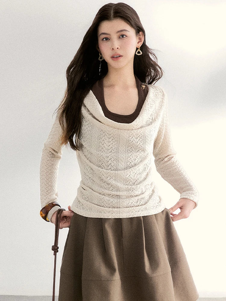 MISHOW Women's Knit Top Halter Camisole Set 2026 Spring Swinging Collar Hollow Out Knitted Casual Two-Piece Knitwear MXF108T0751