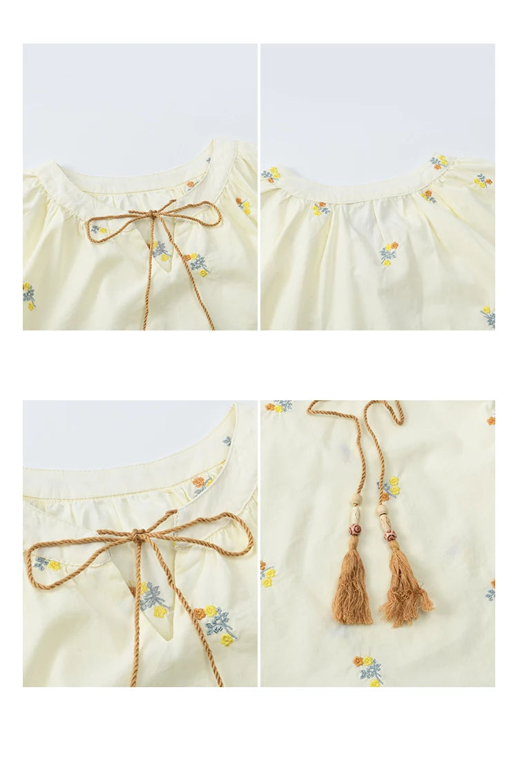 MISHOW Women Two-Piece Set 2025 Summer Puff Sleeve Lace Up Top Hollow Lace Spliced Elastic Waist Shorts Ladies Set MXE38T0684