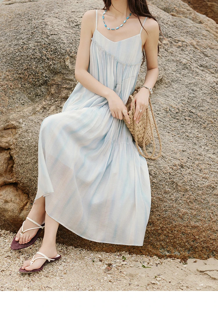 MISHOW Summer Holiday Camisole Dress for Women 2025 New Tie Dye Slim Sleeveless Seaside Long Dresses Female Fashion MXE12L2118