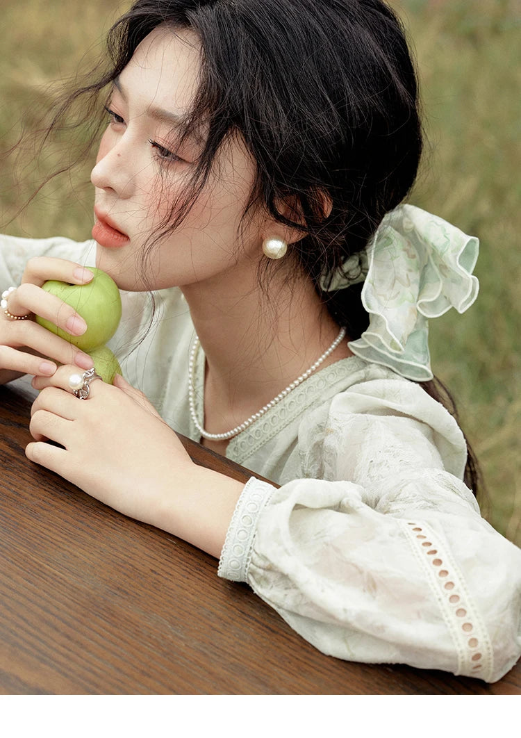 MISHOW Floral V-neck Drawn Tassels Dresses 2025 Spring Summer Hollow Out Lantern Sleeve Dresses Vacation Doll Dress MXE15L2121