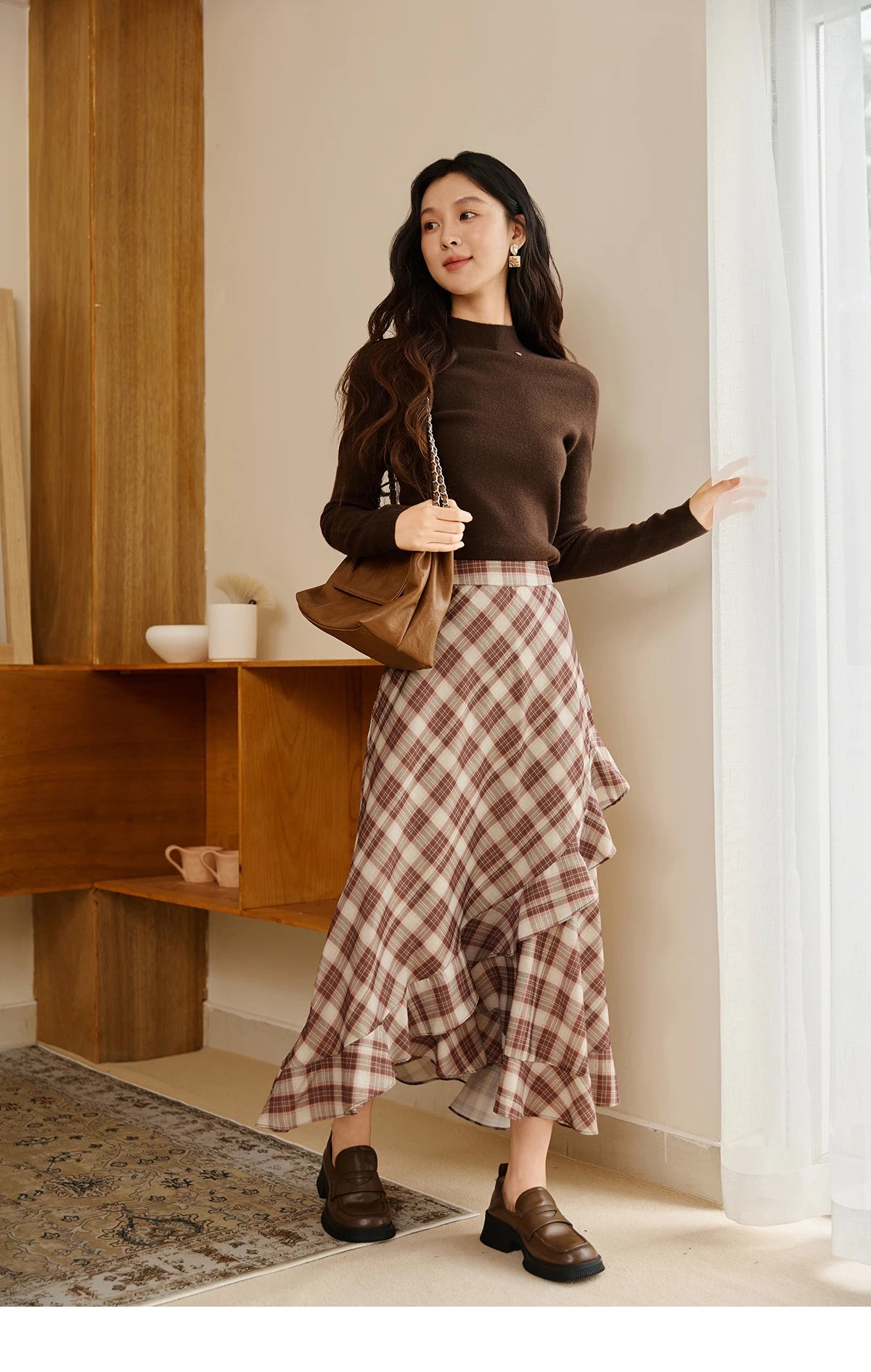 MISHOW Woman Long-sleeved Tops 2025 Autumn Winter Minimalist Mock Neck Knited Top Commute Casual Slim Pullover Woman MXE48Z2583