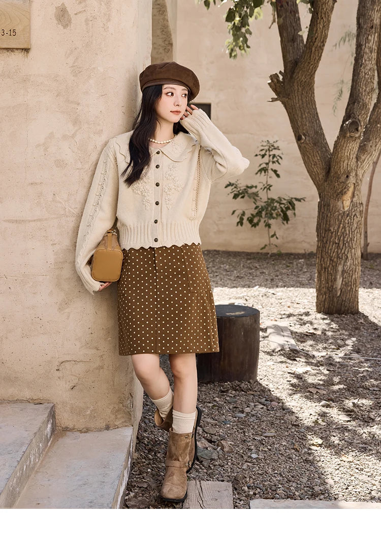 MISHOW French Polka Dot Skirt Women 2024 Winter American Retro High Waist A-line Skirt Symmetrical Side Pockets Skirt MXD34B0576