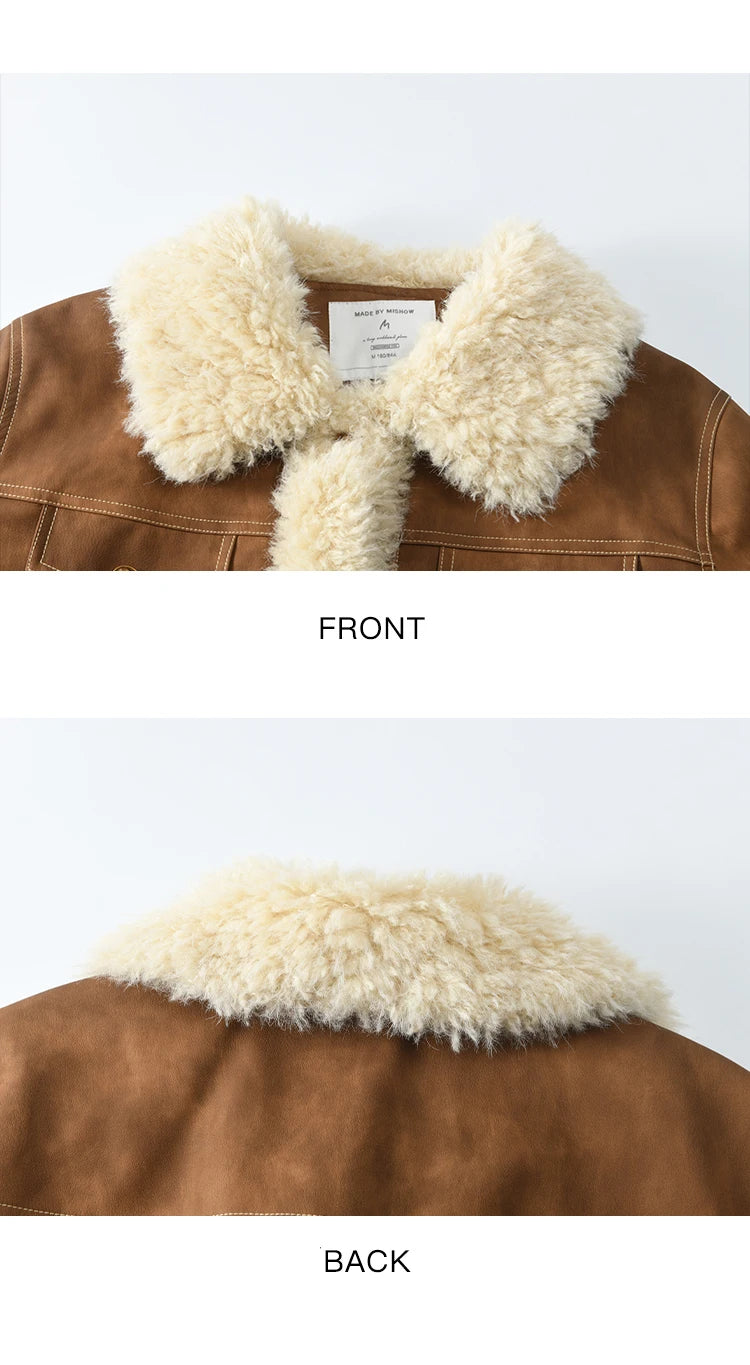 MISHOW Leather Fur Jacket Women Lamb Wool 2024 Winter Women Coat Fashion Soft Cotton Clip Thickened Spliced Jacket MXD56W0538
