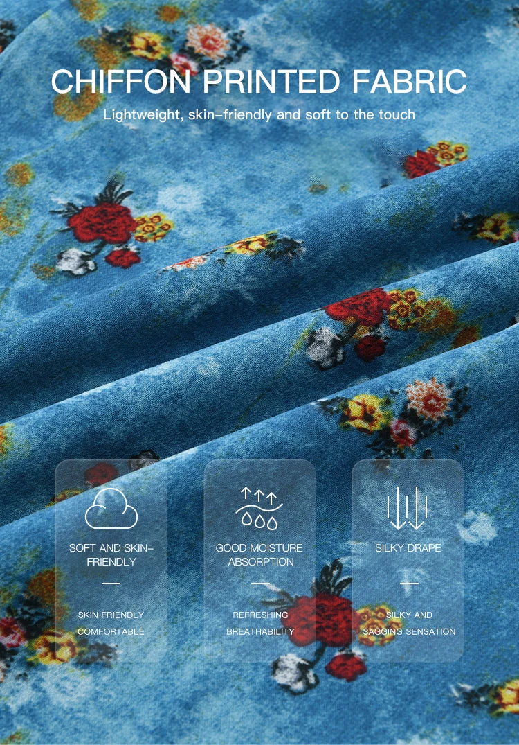 MISHOW Women's V-neck Lace Up Dress 2025 Summer New Female Fashion Puff Sleeve Chiffon Print Dresses Ladies Clothing MXE39L2401