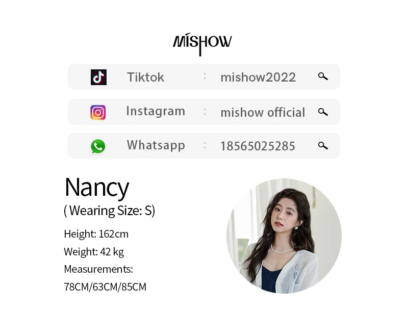 MISHOW Denim Camisole Dress Hollowed Out Cardigan Separately Spring Knitted Cardigan Lace Edge Waist Dress(Not A Set) MXE13L2094