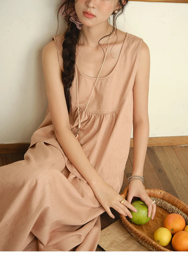 MISHOW Ladies 2 Pieces Set 2025 Summer New U-shaped Collar Sleeveless Top Fashion A-line Skirt Set Women's Clothing MXE35T0606