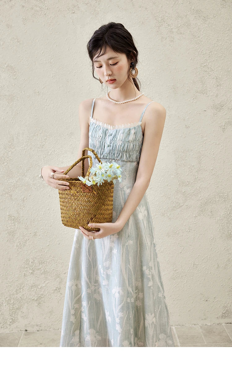 MISHOW Print Spring Summer Suspender Dress Women 2025 Square Collar Sleeveless Korean Dresses Lady New Fashion Slim MXE16L2127