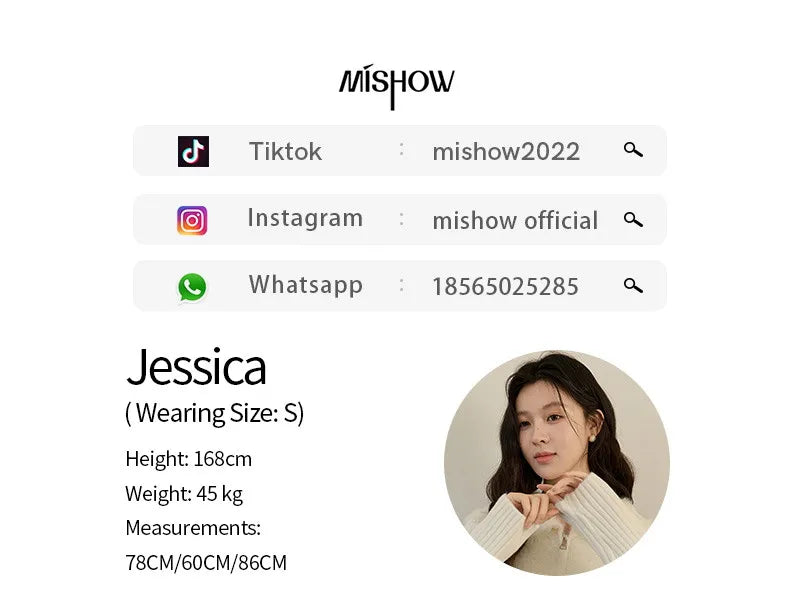 MISHOW Women's White Faux Fur Knit Cardigan 2025 Autumn Winter Fake Two-Piece Zipper Lapel Collar Warm Soft Outerwear MXE94Z2992