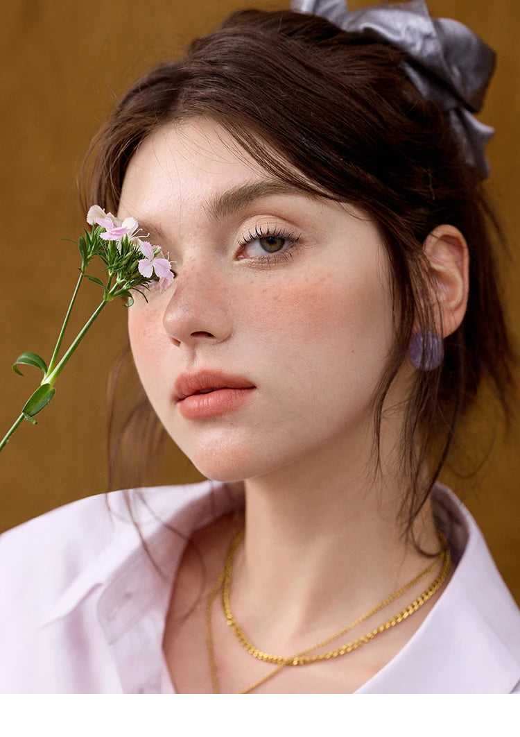 MISHWO Office Lady Solid Blouses Women Summer New 2025 Short Sleeve Turn-down Collar Purple Cotton Shirts Female Thin MXE32X1794