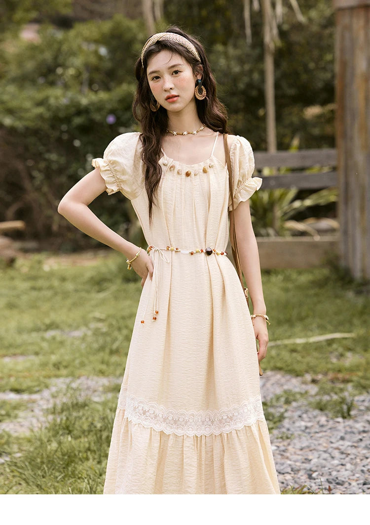 MISHOW French Holiday Summer Dresses Women Summer 2025 Short Sleeve Halter Neck Off-shoulder Long Dress Female New MXE31L2190