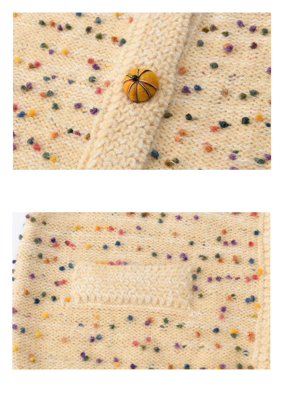 MISHOW Colorful Yellow Sweater Cardigan for Women Winter 2025 Arctic Fleece Retro Round Neck Warm Thick Knit Sweaters MXE91Z2778