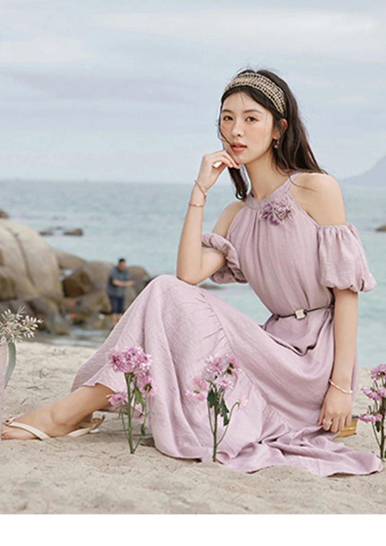 MISHOW Korean Halter Neck Jacquard Dress MXE32L2182