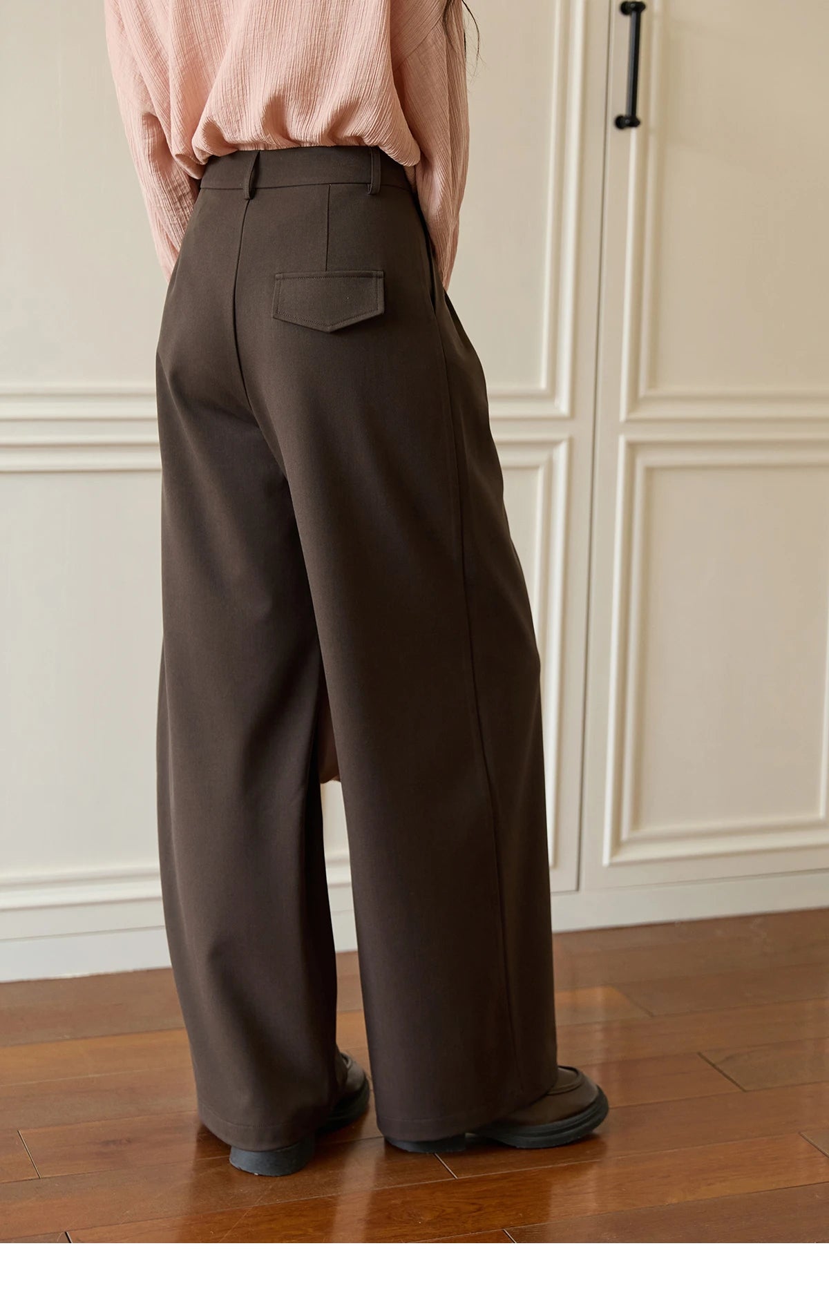 MISHOW Women's Solid Wide-leg Pants 2025 Autumn Fashion Minimalist High-waisted Loose Trousers Commute Pockets Pants MXE46K1090