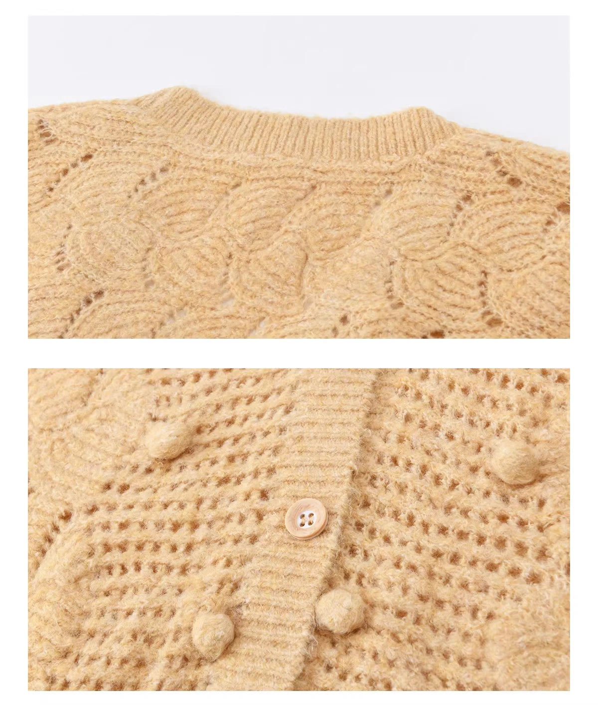 MISHOW Women's Solid Hollow-out Knit Thin Cardigan 2026 Spring V-Neck Bobble Knit tops Casual Loose Knitted Sweater MXF108Z1020