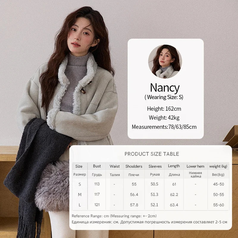 MISHOW Winter Jacket Women 2025 Elegant Luxury Suede Composite Fur Stand-up Collar Short Jacket Windproof Warm Coat MXE87W0941