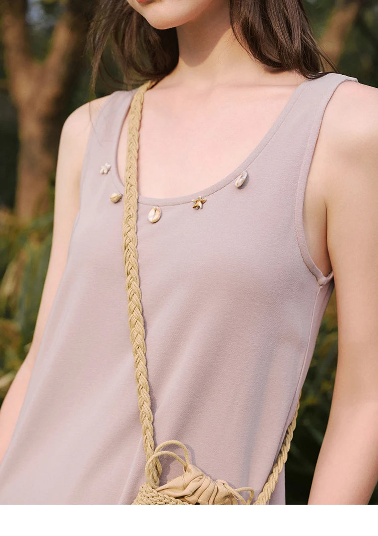 MISHOW Holiday Summer Vest Dresses Women 2025 New Solid Sleeveless Round Neck Slimming Long Dress Female Fashion MXE33L2205