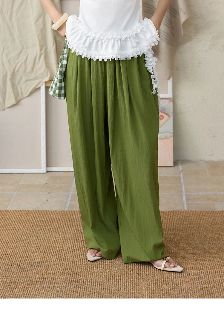 MISHOW Office Lady Summer Pants Women New 2025 Solid Loose High Waist Elastic Wide Cool Wide Leg Pant Female Slimming MXE31K0920