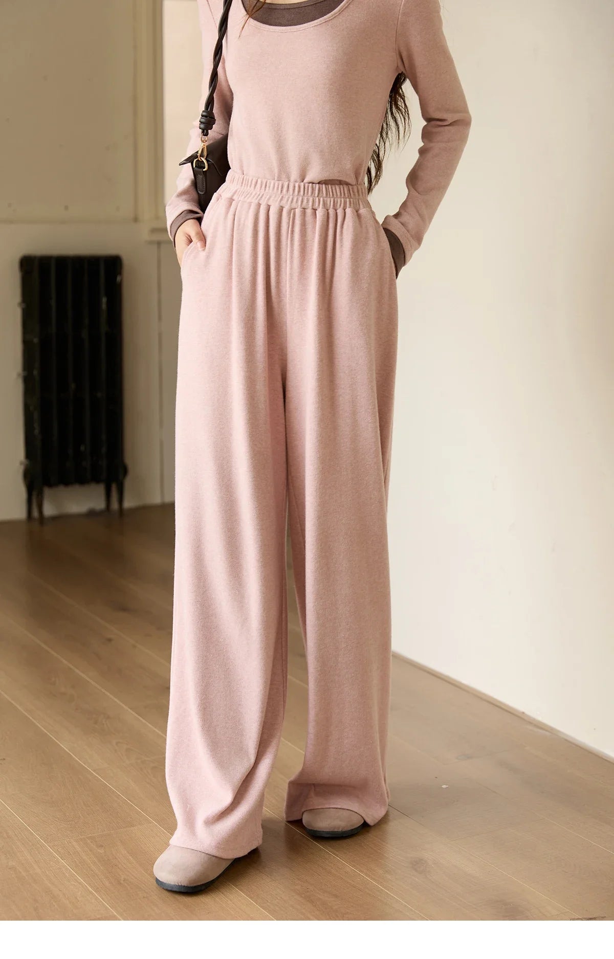 MISHOW Elastic Waist Casual Pants 2025 Autumn Winter Solid Full Length Pants Loose Wide Leg Trousers Office Lady MXE89K1119