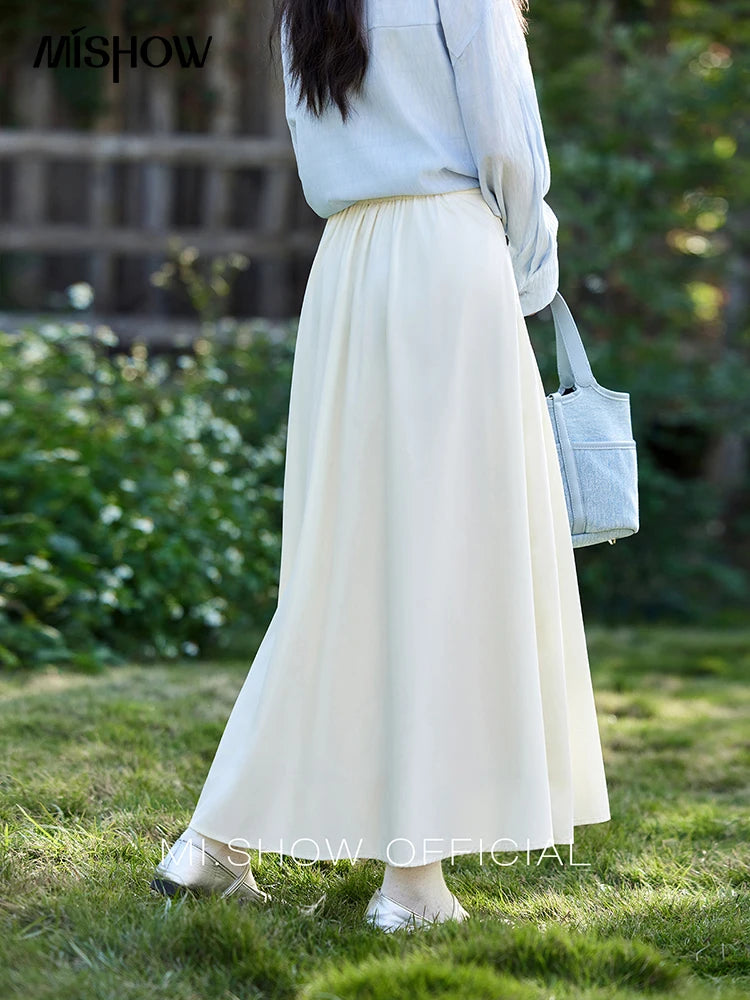 MISHOW Casual Versatile Skirt Women 2025 Spring Solid New A-line Slim Long Skirts Female Fashion High Waist Clothing MXE12B0663
