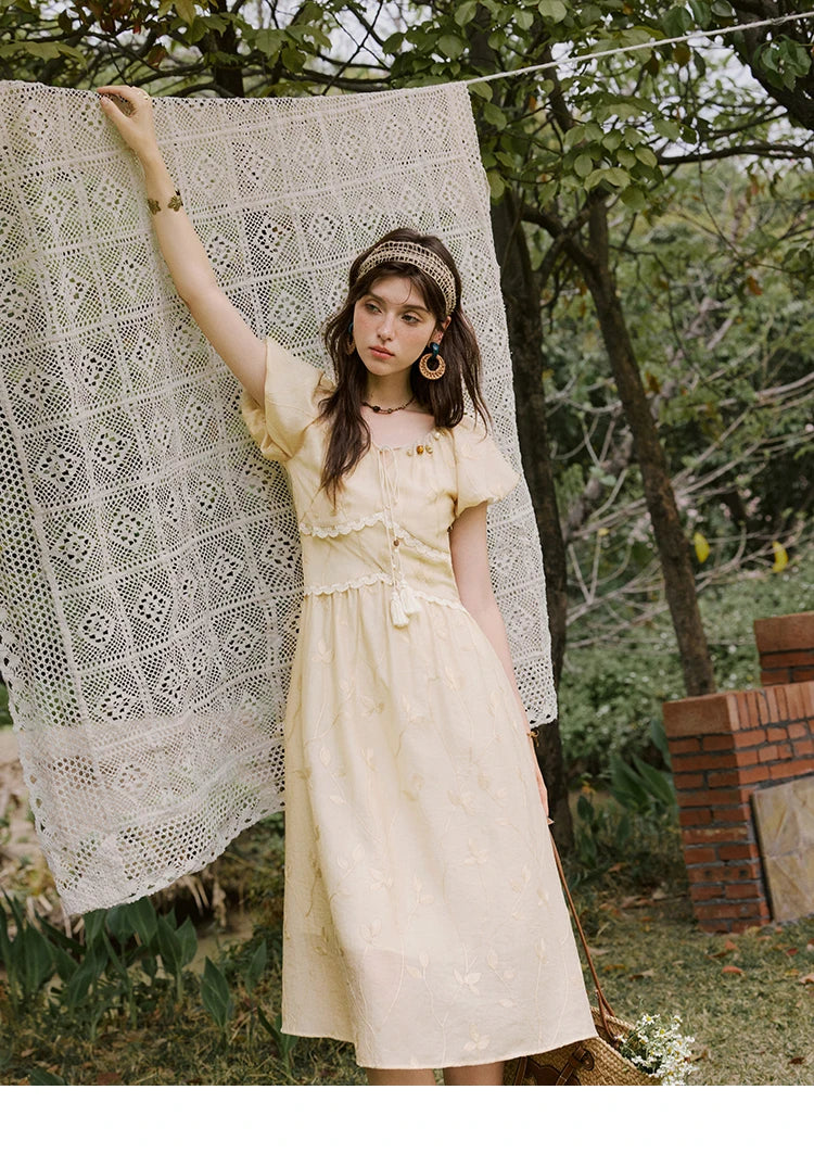 MISHOW Print Office Lady Dress Women Summer 2025 Short Sleeve Round Neck Beaded Neckline Slim Waist Dresses Female MXE33L2208