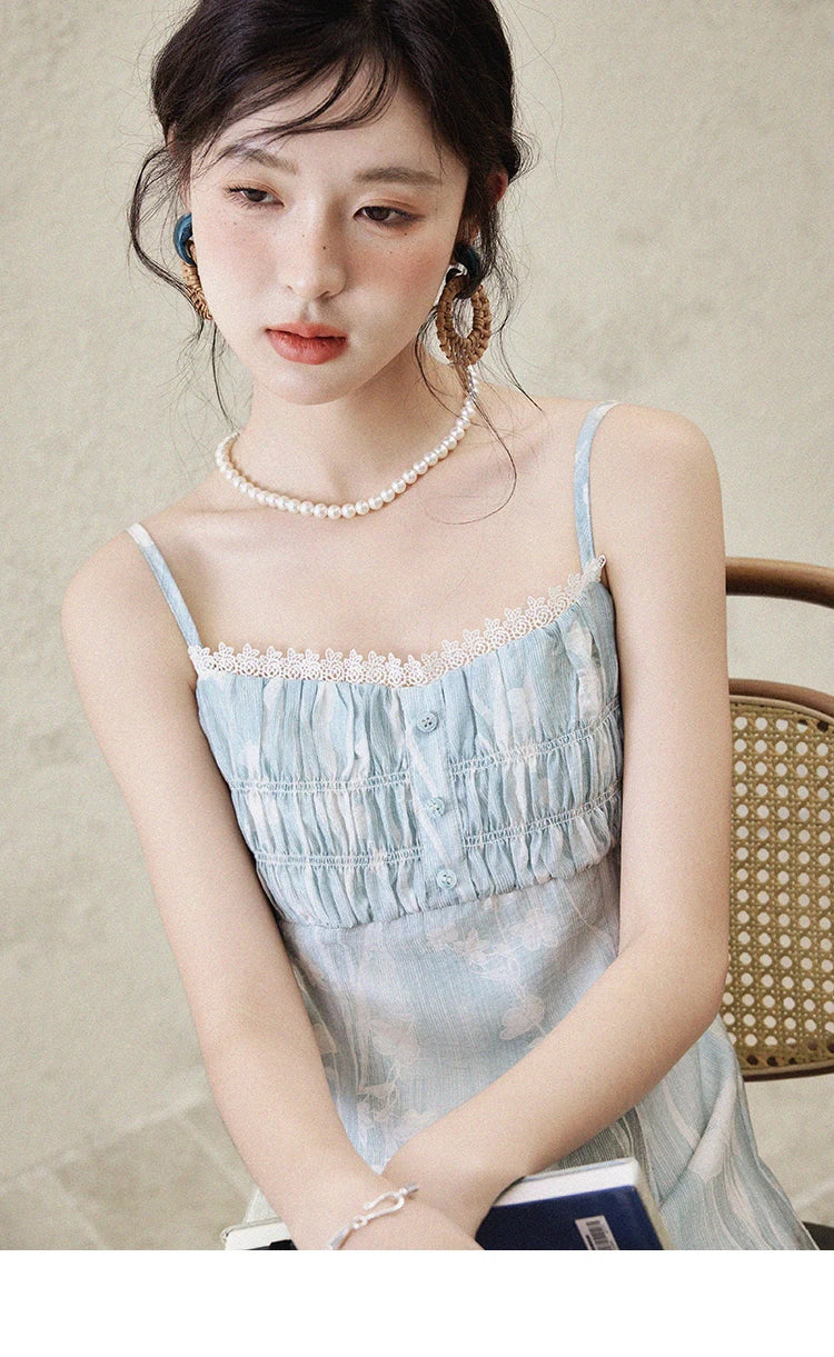 MISHOW Print Spring Summer Suspender Dress Women 2025 Square Collar Sleeveless Korean Dresses Lady New Fashion Slim MXE16L2127