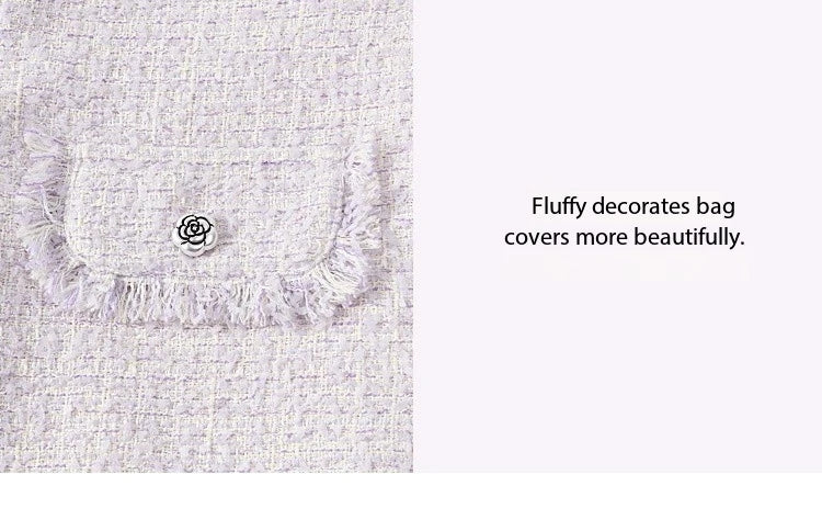 MISHOW Tassel Fragrant Coat for Women 2025 Spring Rose Buckle Weave Short Coats Elegant Square Neck Straight Coats MXE13W0733