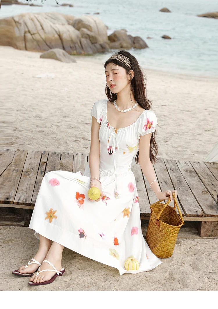 MISHOW Korean Cotton Print Drawstring Dress MXE32L2212