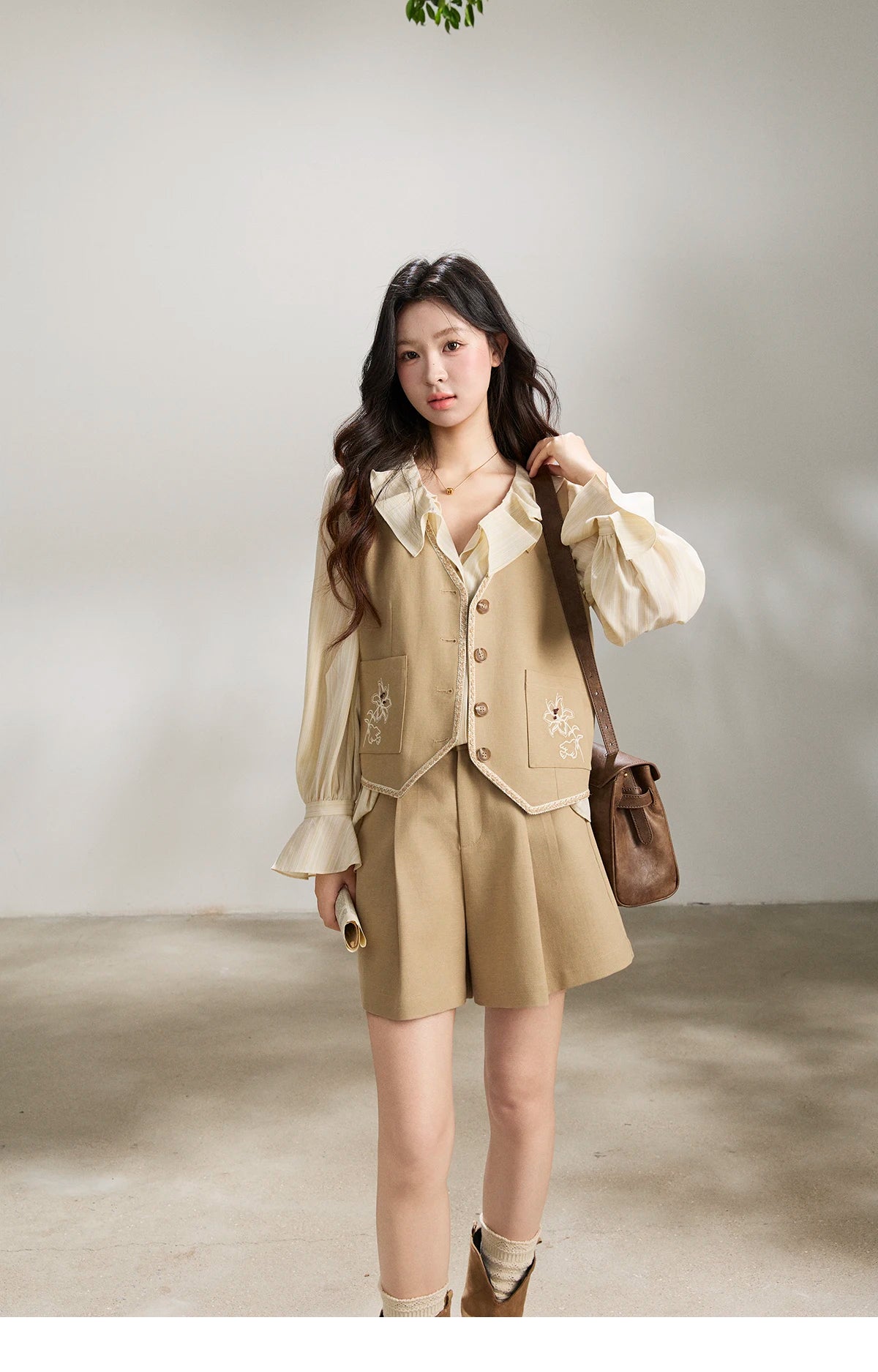 MISHOW Women's Ruffled Collar Striped Shirt 2026 Spring Flare Sleeve Elegant Casual Loose Long Sleeve Top Office Lady MXF13C2438