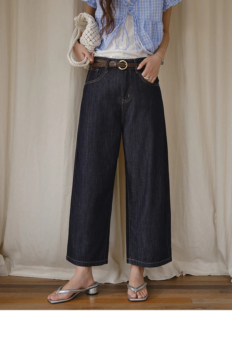 MISHOW Women's Straight Pants 2025 Summer Fashion High Waist Wide Leg Jeans Slim Zipper Pants Casual Female Clothing MXE37K0995