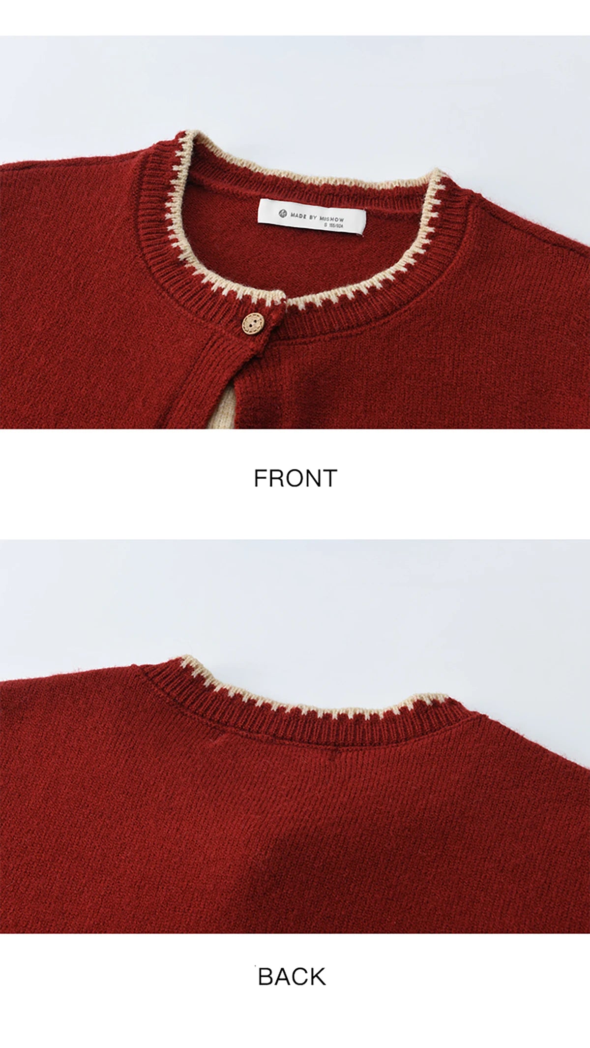 MISHOW Color Block Contrast Fake Two-Piece Cardigan Women Winter Removable Plaid Collar Tie Thickened Knitted Sweater MXE93Z2816