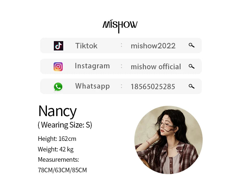 MISHOW Women's Plaid Shirt Grey Vest Dress Separately Spring Lapel Collar Shirt U-neck Sleeveless Dresses (Not A Set) MXE13L2093