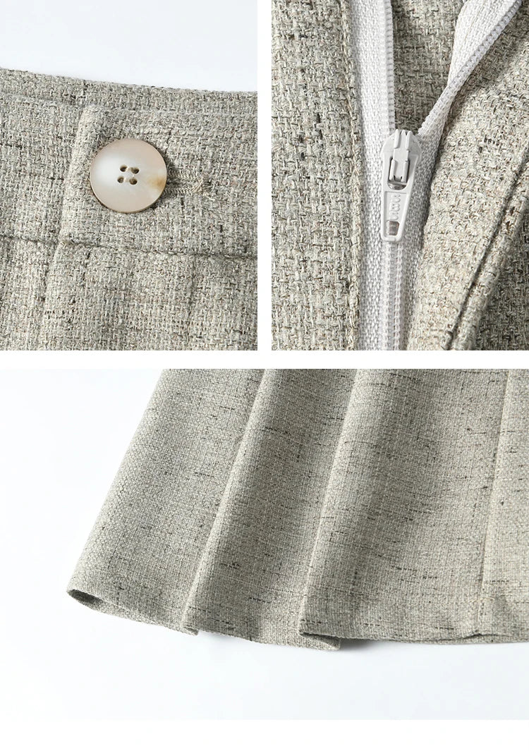 MISHOW Korean Woolen Texture Vest Short Skirt Separately Spring Outfit V-neck Vest Coats Slim A-line Pleated Skirts MXE13W0708