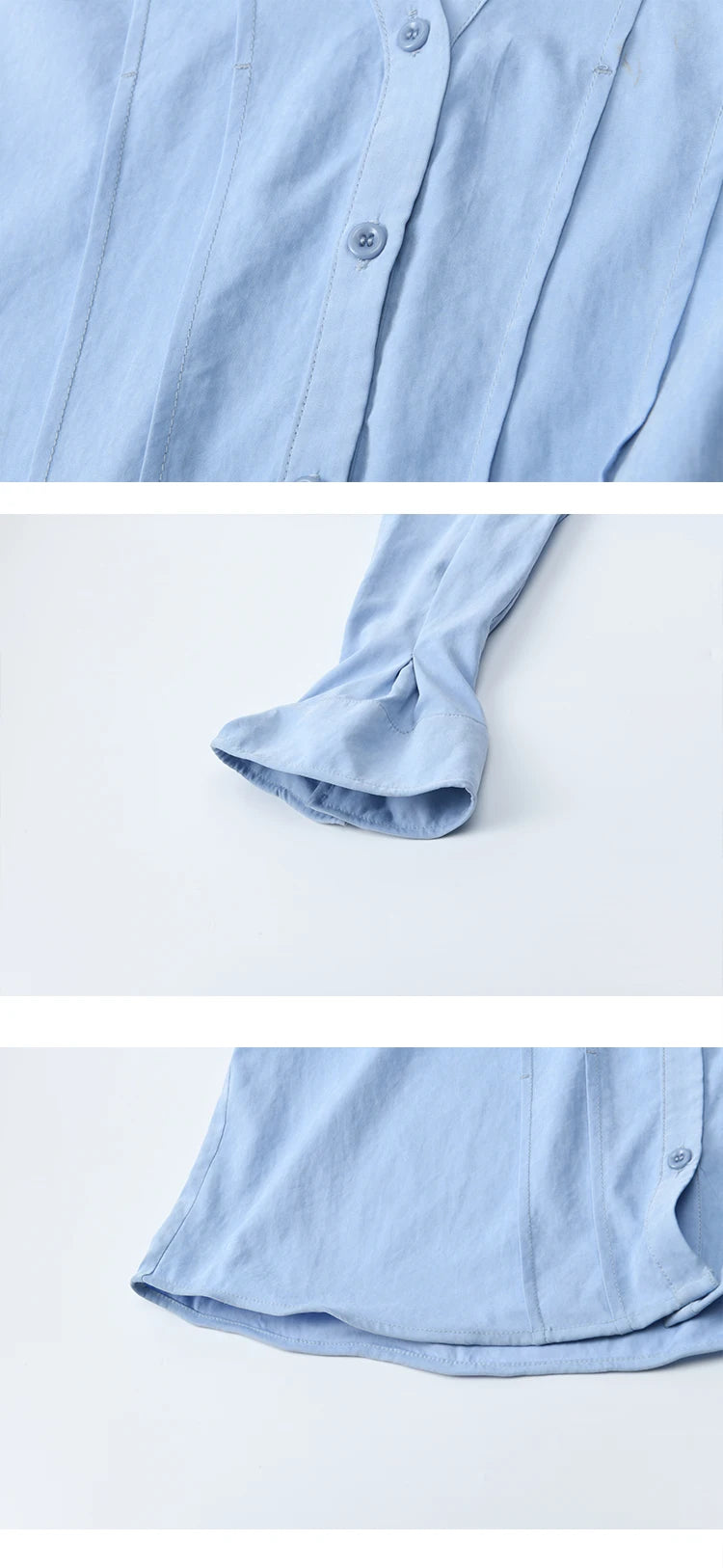 MISHOW Blue Peach Skin Velvet Shirt for Women Autumn 2025 Lapel V-neck Shirts Female Pleated Cuffs Tops Office Lady MXE44C2392