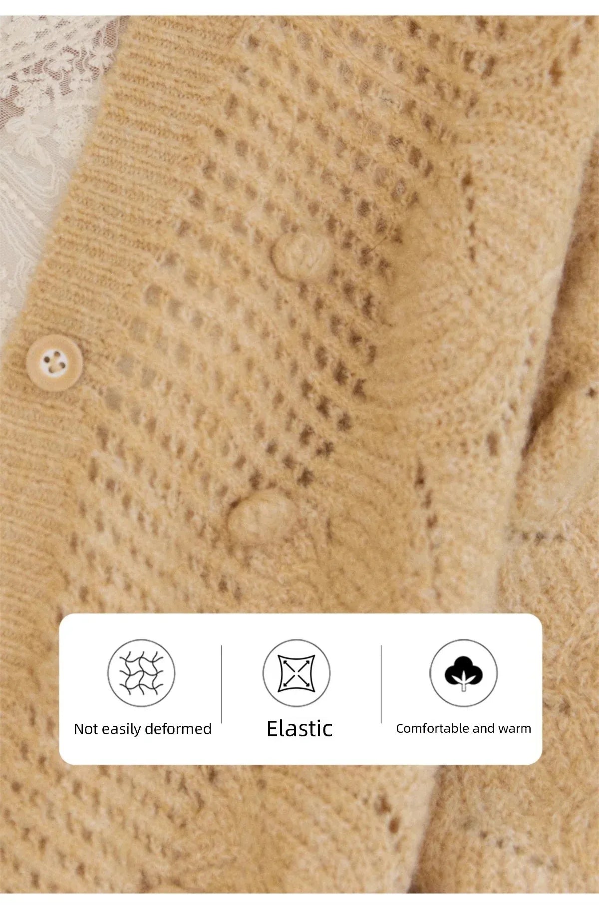 MISHOW Women's Solid Hollow-out Knit Thin Cardigan 2026 Spring V-Neck Bobble Knit tops Casual Loose Knitted Sweater MXF108Z1020