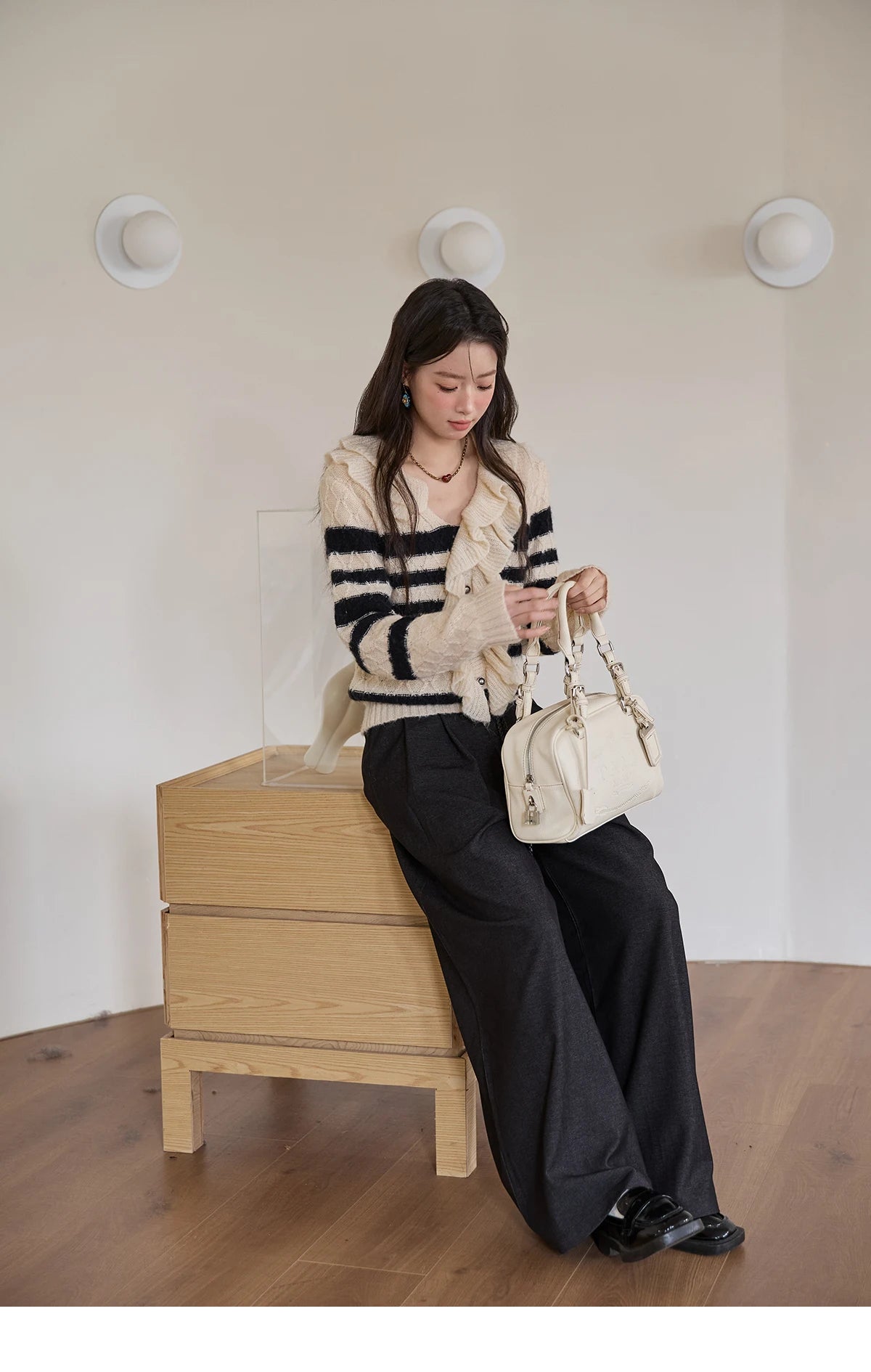 MISHOW Women's Trousers 2025 Autumn Winter Lace-up Gray Wide-leg Pants High Waist Slim Commuting Casual Pants Women MXE51K1106