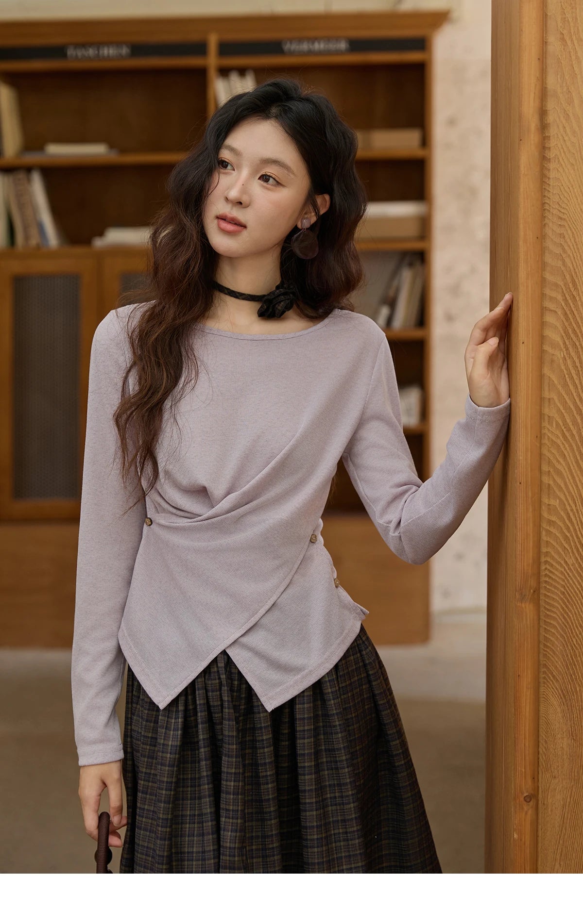 MISHOW Women's Cross Wrap Waist Defining Knitted Top 2025 Autumn French Scoop Neck Knitted T-Shirts Soft Slim Tops MXE43Z1344