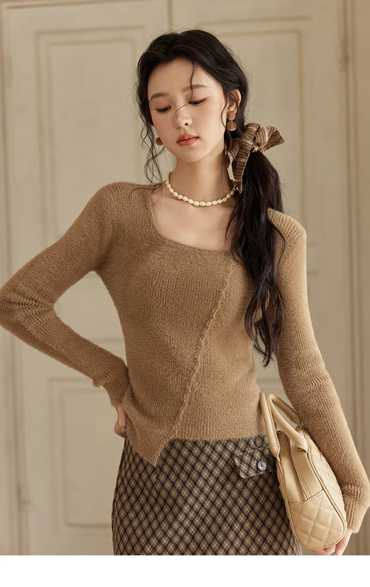 MISHOW Lamb Wool Short Jacket Women Ox Horn Button 2024 Fall Winter New Fashion Warm Loose Splicing Suede Top MXD36W0504