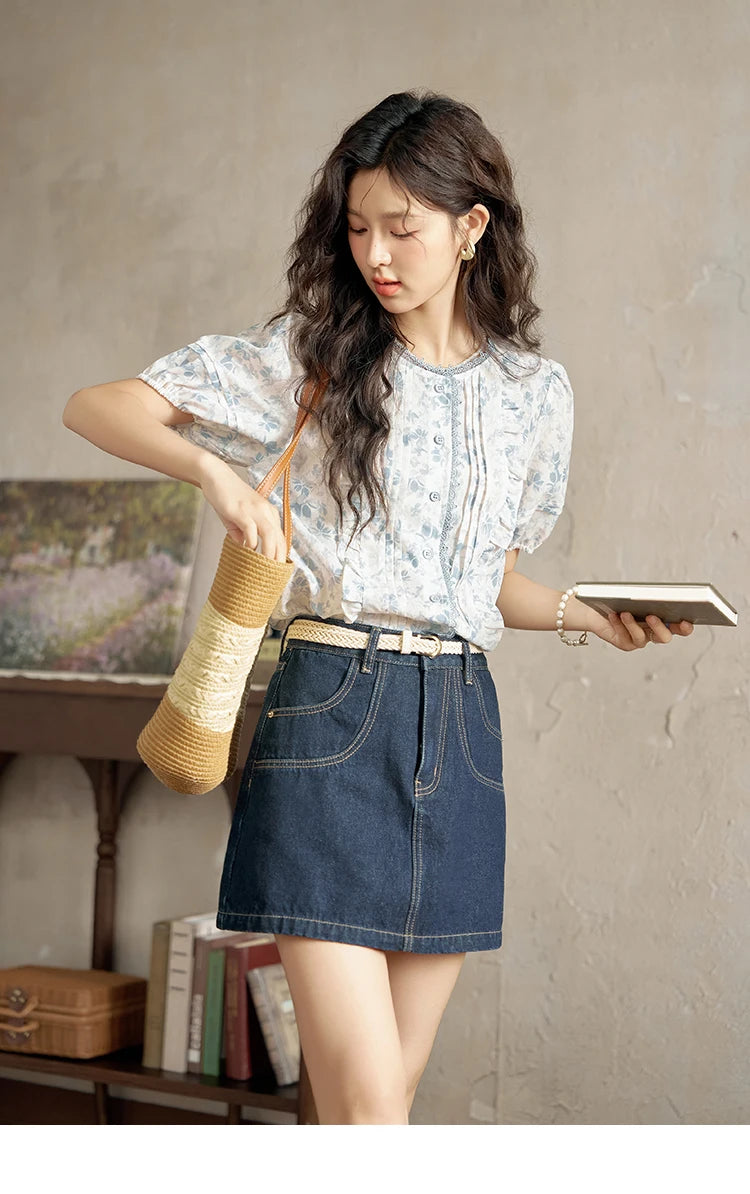 MISHOW High Waisted Denim Skirts for Women 2024 Summer New Fashion Simple Versatile Female Korean Style Chic Skirt MXD23B0366